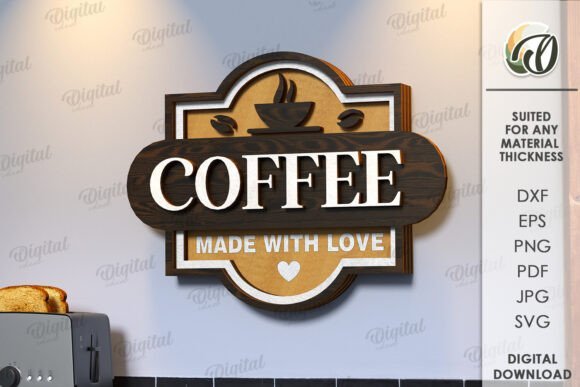 3d coffee bar sign svg