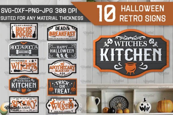 3d halloween retro signs laser cut bundle