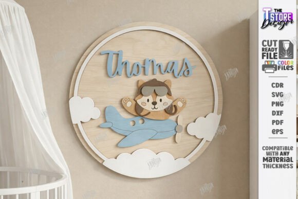 layered baby name sign laser cut set