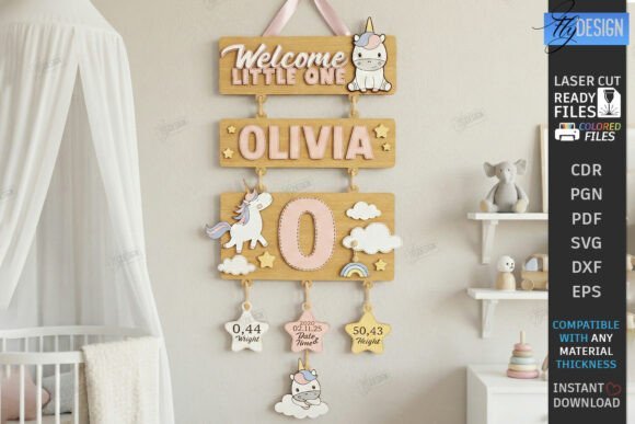 baby birth stats milestone svg glowforge