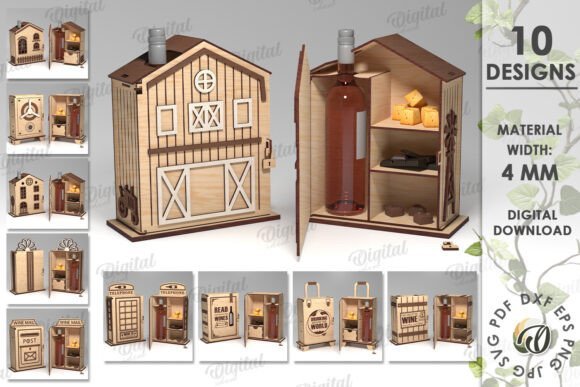 3d wine and treats box laser cut bundle