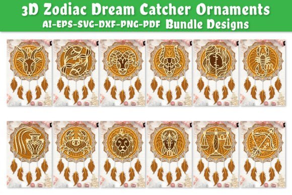 3d zodiac dream catcher ornaments laser cut