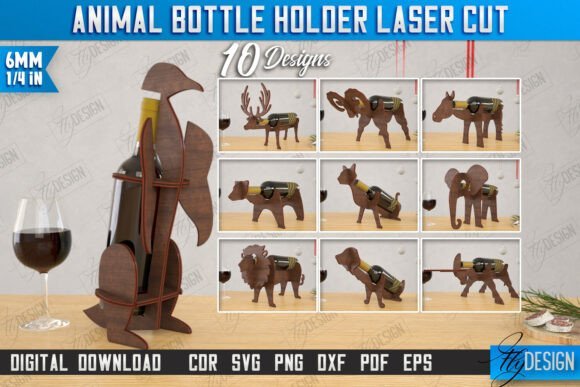 animal bottle holders laser cut bundle