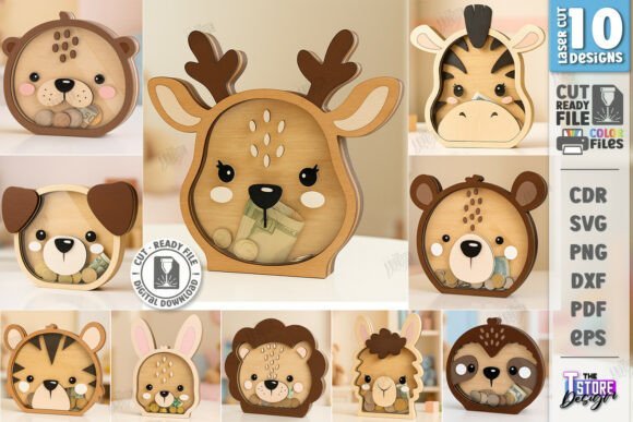 animals money boxes laser cut bundle cnc