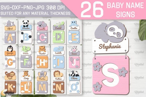 baby name sign laser cut bundle