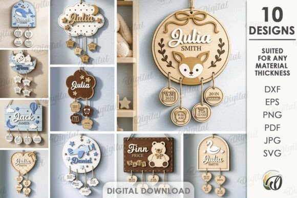 baby personalized baby stat sign bundle laser cut