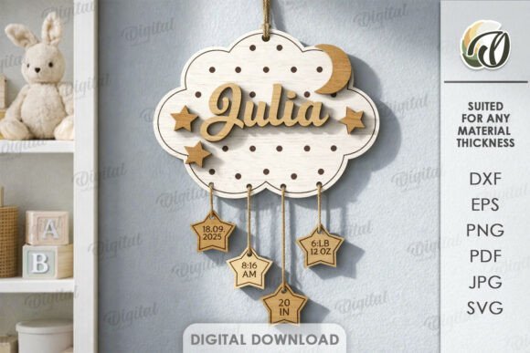 personalized baby birth stats laser cut