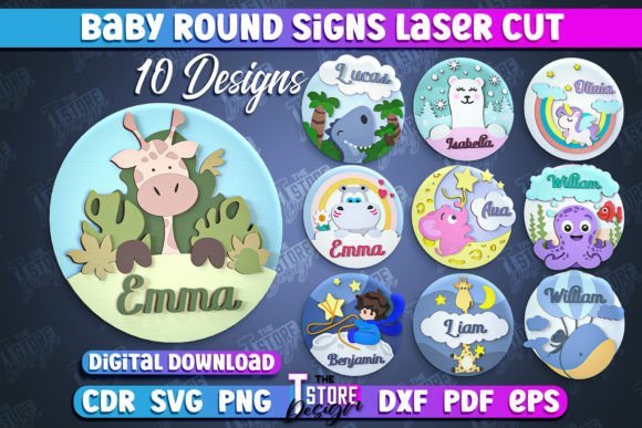 baby round sign laser cut design bundle