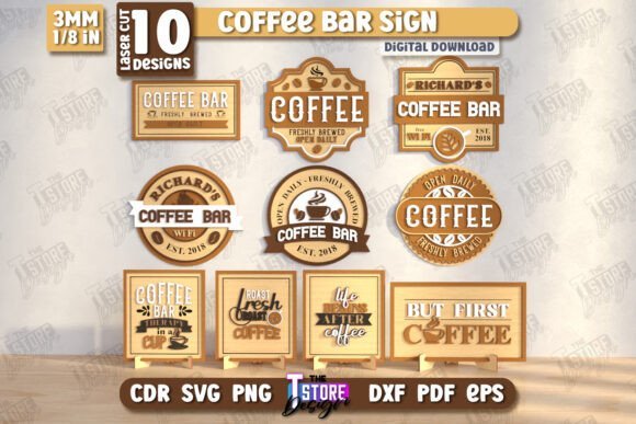 coffee bar signs laser cut bundle