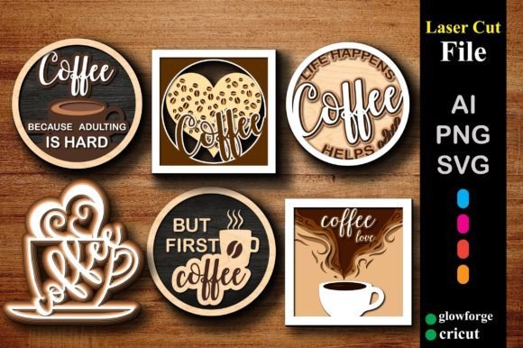 coffee bar welcome decor laser cut bundle