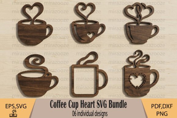 coffee cup heart laser cut bundle