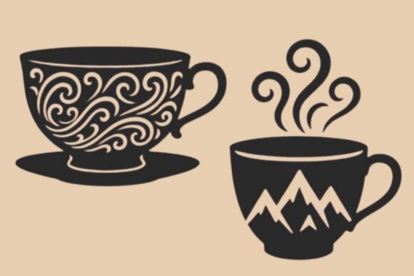 laser ready coffee cup silhouettes