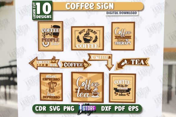 coffee sign laser cut bundle