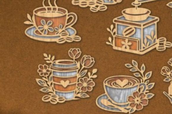 decorative coffee shop dxf