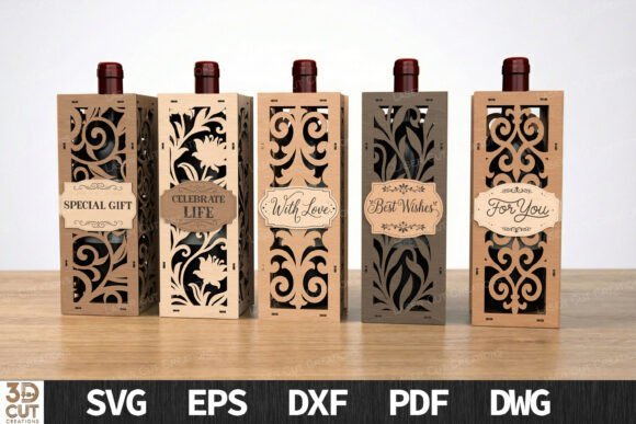 elegant wine gift box set laser cut