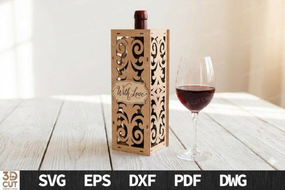 elegant wine bottle gift box laser cutting