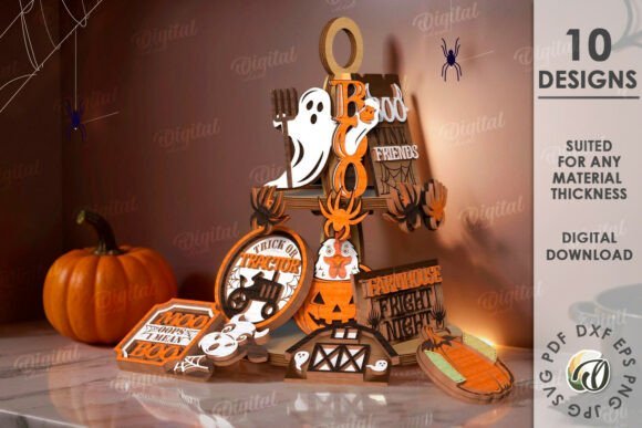 farm halloween tiered tray decors bundle laser cutting