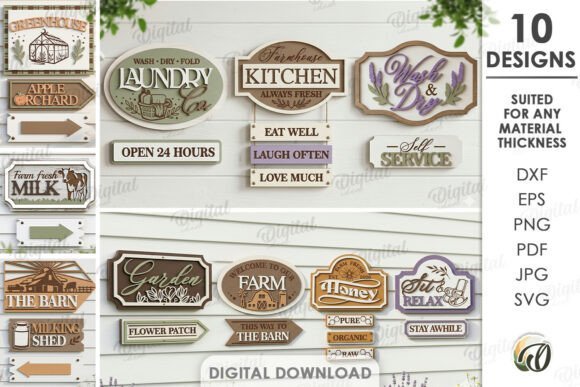 farmhouse directional signs laser cut bundle
