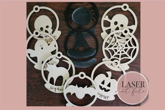 halloween bag tags round laser cut bundle