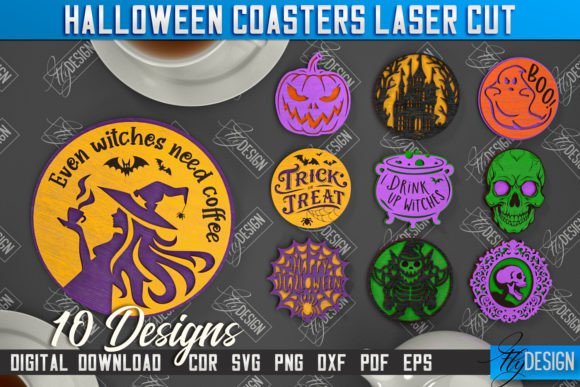 halloween coaster lase cut bundle