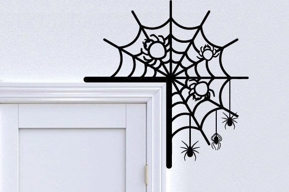 halloween spiderweb door corner laser cut file