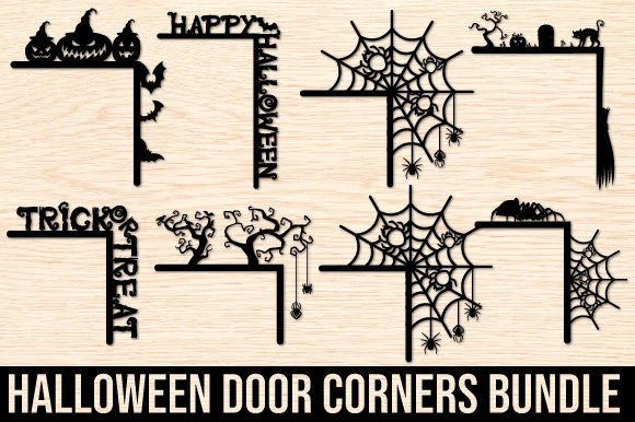 happy halloween doorway silhouette dxf bundle