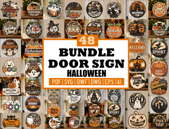 mega halloween door sign svg bundle