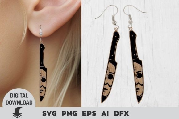 halloween knife earring svg