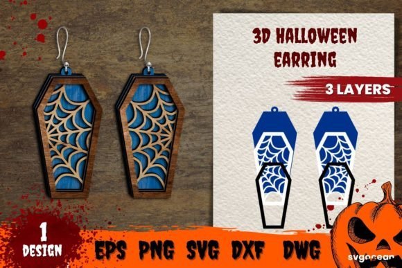 wood coffin drop earrings laser cut