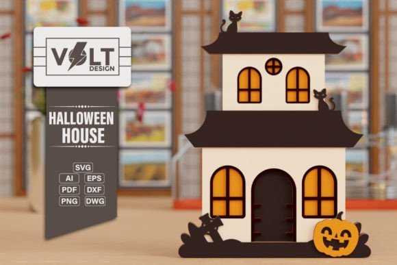 3d halloween haunted house laser cut file