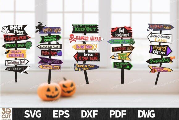 halloween street sign svg laser cut bundle