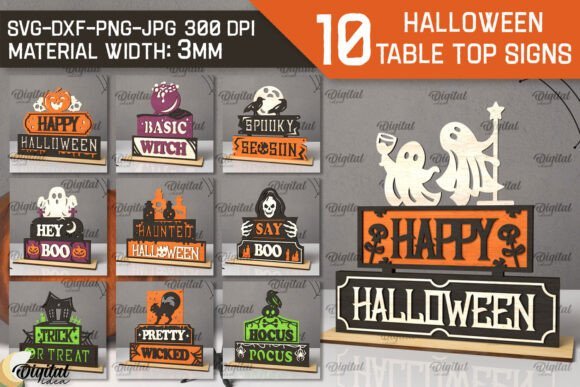 halloween tabletop sign laser cut bundle