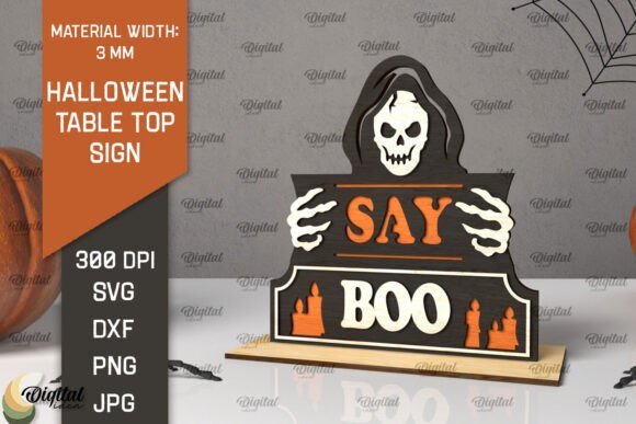 3d halloween tabletop sign laser file