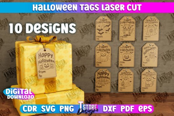 halloween tags laser cut bundle
