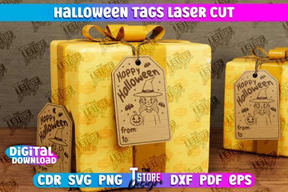engraved halloween bag tags cdr