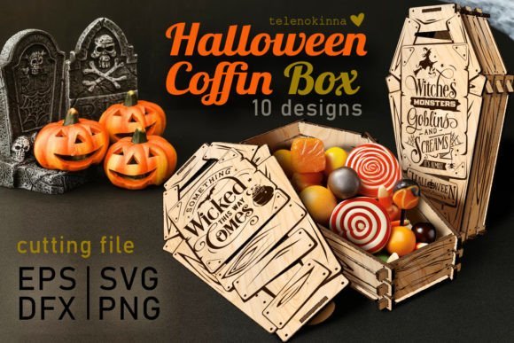 halloween coffin candy box svg laser cutting