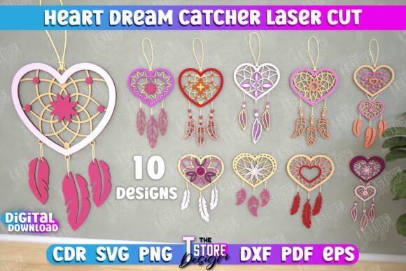 heart dream catcher laser cut svg