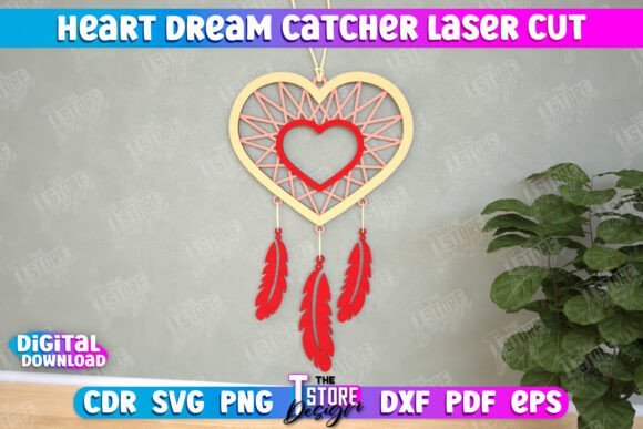 heart dreamcatcher laser cut file