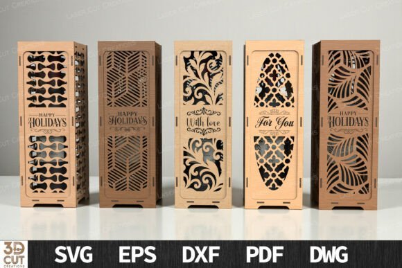 holiday wine box bundle svg laser cut