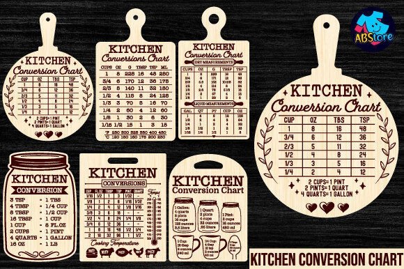 kitchen conversions chart laser cut bundle
