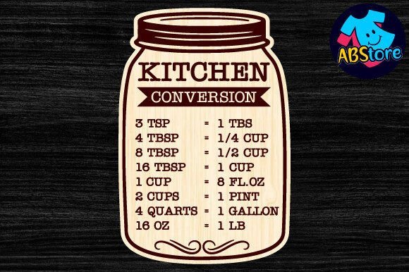 kitchen conversions chart svg dxf pack