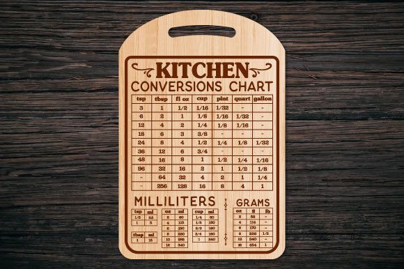 conversion chart laser engraved