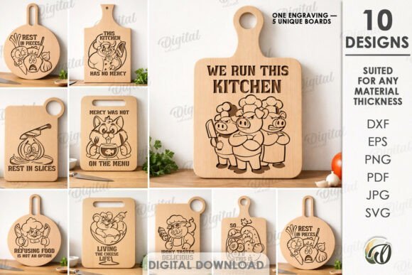 kitchen cutting board engravings bundle laser cutting
