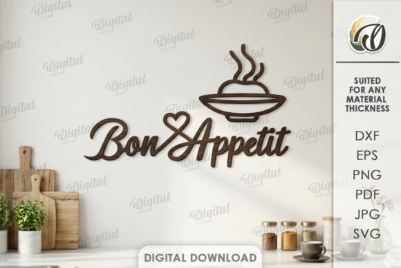 kitchen line art decor svg bundle