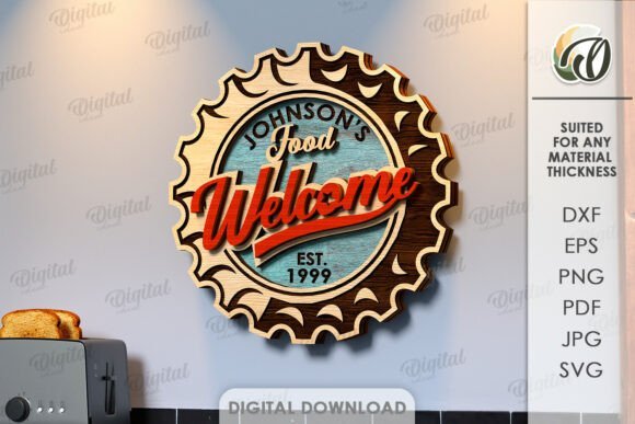 kitchen retro wall decors laser cut pack