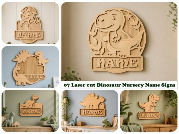 dinosaur nursery name sign laser cut bundle
