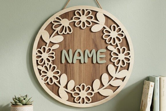 flower baby girl name sign svg