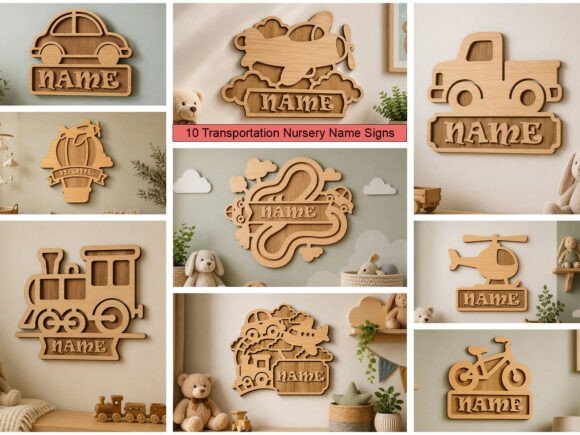 vehicle nursery name sign laser cut bundle