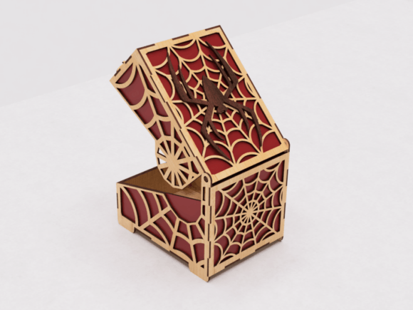 laser cut box with webs and spider
