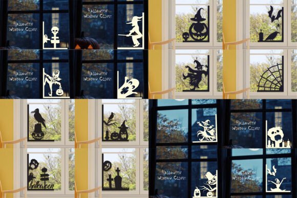 halloween laser cut window clings bundle